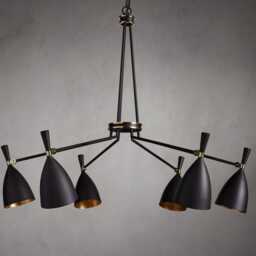 1950's Mid Century Brass Jacarra 6 Light Chandelier Sputnik Italian Ceiling Curved Arms Starburst Fixture - thumbnail 2