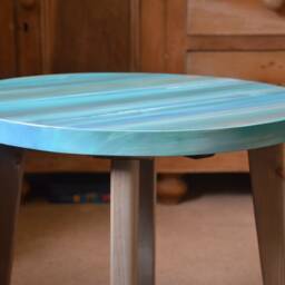 Round Coffee Sofa Side Table Sea Breeze Colour Scheme Coastal Cottage Grey Tapered Wood Legs/Us Customers Tariff Is Paid - thumbnail 3