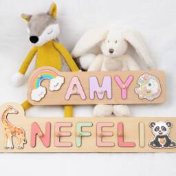 Custom Name Puzzle With Pegs, Baby Shower Gift, Child Birthday Toy For Child, Personalized Nursery Decor - thumbnail 3