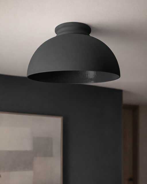 xl Pompeii - Ceramic Flush Mount Ceiling Light Handmade Minimalist Dome Fixture in Shadow Charcoal Gray - image 1