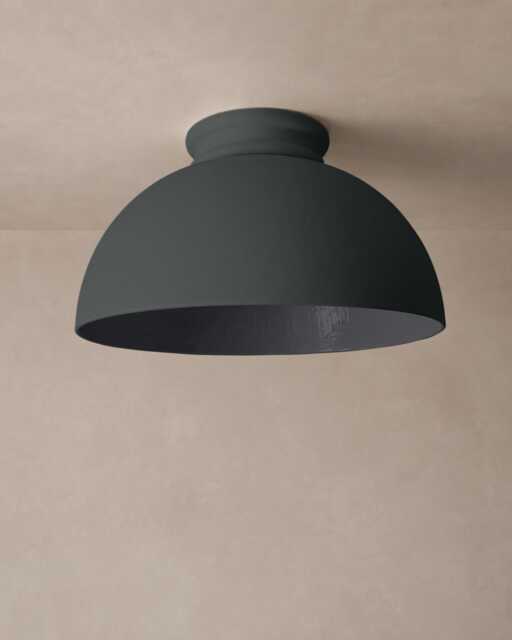 xl Pompeii - Ceramic Flush Mount Ceiling Light Handmade Minimalist Dome Fixture in Shadow Charcoal Gray - image 1