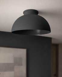xl Pompeii - Ceramic Flush Mount Ceiling Light Handmade Minimalist Dome Fixture in Shadow Charcoal Gray - thumbnail 1