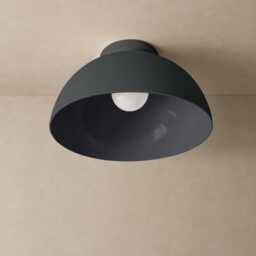 xl Pompeii - Ceramic Flush Mount Ceiling Light Handmade Minimalist Dome Fixture in Shadow Charcoal Gray - thumbnail 3