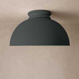 xl Pompeii - Ceramic Flush Mount Ceiling Light Handmade Minimalist Dome Fixture in Shadow Charcoal Gray - thumbnail 2