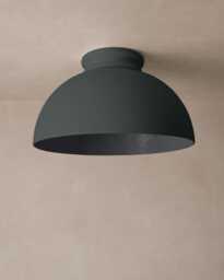 xl Pompeii - Ceramic Flush Mount Ceiling Light Handmade Minimalist Dome Fixture in Shadow Charcoal Gray
