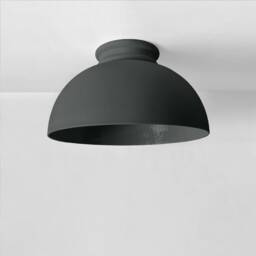 xl Pompeii - Ceramic Flush Mount Ceiling Light Handmade Minimalist Dome Fixture in Shadow Charcoal Gray - thumbnail 2
