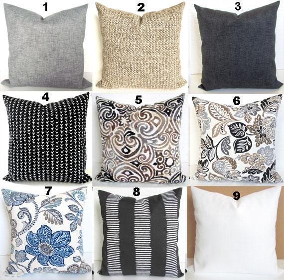 Gray Outdoor Pillow Charcoal Grey Throw Pillow Covers Black Outdoor Pillows Solid Gray Tan Pillow 16 18x18 All Sizes Home - image 1