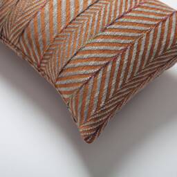 Navy Blue Linen Lumbar Pillow Cover Herringbone Stripe, 12x20 Accent - thumbnail 4