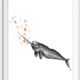 Narwhal Fingerprint Guestbook Art Under The Sea Baby Shower - thumbnail 2