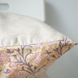Block Print Pillow Cover Floral Batik, Boho Farmhouse Decor - 20x20 - thumbnail 4
