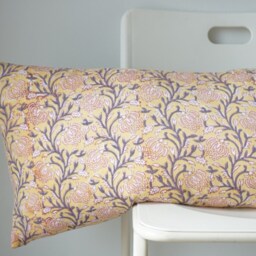 Block Print Pillow Cover Floral Batik, Boho Farmhouse Decor - 20x20 - thumbnail 3
