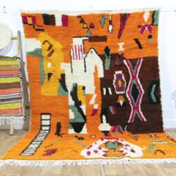 Handcrafted Orange Moroccan Rug - Wool Berber Tribal - thumbnail 3