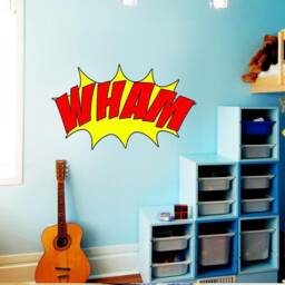 Comic Book Art - Peel & Stick Wham Wall Decal Vinyl Home Decor Reusable Fabric Material Sticker Vwaq-Cb4