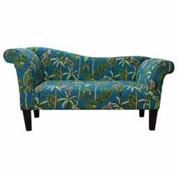 Teal Monkey Chaise Sofa - Tropical Jungle Accent Lounger Handmade in Britain - thumbnail 2