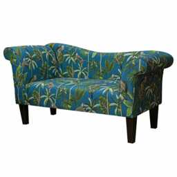 Teal Monkey Chaise Sofa - Tropical Jungle Accent Lounger Handmade in Britain