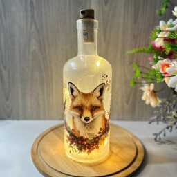 Fox Bottle Lamp, Led Lighted Bottle, Home Decor - thumbnail 4
