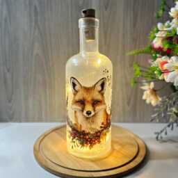 Fox Bottle Lamp, Led Lighted Bottle, Home Decor - thumbnail 2