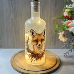 Fox Bottle Lamp, Led Lighted Bottle, Home Decor - thumbnail 3