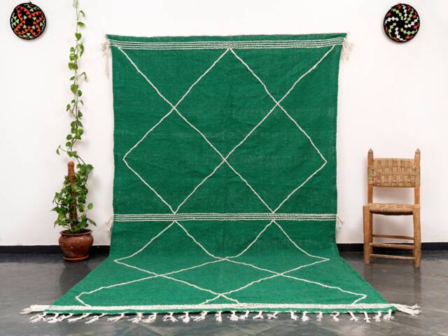 Handmade Green Zanafi Rug Moroccan Berber Kilim, 7x10 Ft - image 1