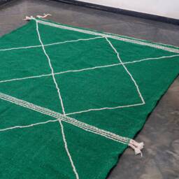 Handmade Green Zanafi Rug Moroccan Berber Kilim, 7x10 Ft - thumbnail 2