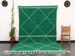 Handmade Green Zanafi Rug Moroccan Berber Kilim, 7x10 Ft - thumbnail 1