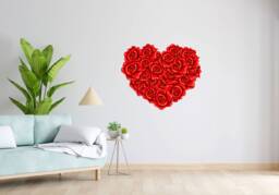 Rose Heart Wall Decal - Decals For Nursery , Flower Art Decor Thevinylcreations - thumbnail 1
