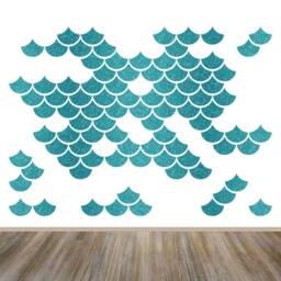 Glitter Mermaid Scale Wall Decals Geometric Nursery Decor - 96 Stickers - thumbnail 4