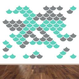 Glitter Mermaid Scale Wall Decals Geometric Nursery Decor - 96 Stickers - thumbnail 3