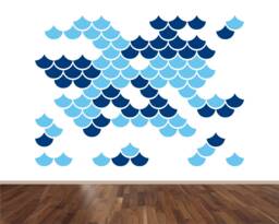 Glitter Mermaid Scale Wall Decals Geometric Nursery Decor - 96 Stickers - thumbnail 1