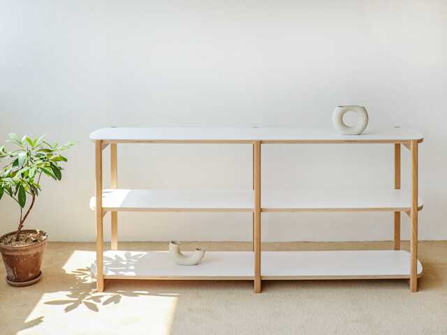 Any Shelf 160/3 - White Oak Low Bookcase Scandinavian Modern Shelving Unit - image 1