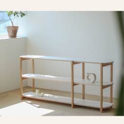 Any Shelf 160/3 - White Oak Low Bookcase Scandinavian Modern Shelving Unit - thumbnail 2