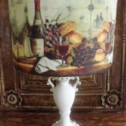 Oil Painting Lampshade , Still Life , Fruit, Wine , Bread , Kitchen By Fatta Da Mamma Free Gift - thumbnail 3