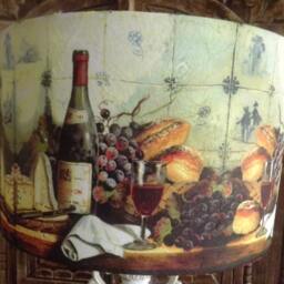 Oil Painting Lampshade , Still Life , Fruit, Wine , Bread , Kitchen By Fatta Da Mamma Free Gift - thumbnail 2