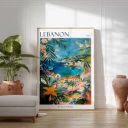Lebanon Travel Poster Middle Eastern Landscape Art Print - thumbnail 3