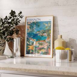 Lebanon Travel Poster Middle Eastern Landscape Art Print - thumbnail 2