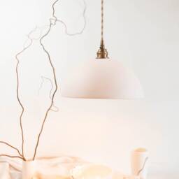 Porcelain Pendant Light, Vintage Style Handmade White Ceramic Light Fixture With Canopy - thumbnail 3