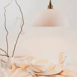 Porcelain Pendant Light, Vintage Style Handmade White Ceramic Light Fixture With Canopy - thumbnail 2