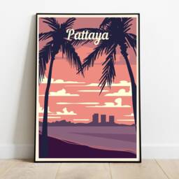 Pattaya Vintage Travel Poster Thailand Retro Wall Art - thumbnail 2