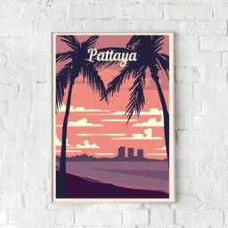 Pattaya Vintage Travel Poster Thailand Retro Wall Art - thumbnail 3