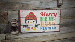 Merry Christmas Sign, Happy New Years Christmas, Holiday Love Decor, Wooden Sale Wall Decor - Old Sign - thumbnail 1