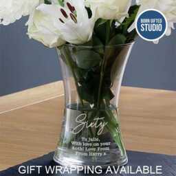 Personalised Big Age Glass Vase - Special Birthday Gift For Her Engraved Milestone 40Th, 50Th, 60Th, 70Th, 80Th, 90Th, 100Th - thumbnail 1