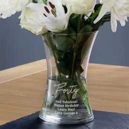 Personalised Big Age Glass Vase - Special Birthday Gift For Her Engraved Milestone 40Th, 50Th, 60Th, 70Th, 80Th, 90Th, 100Th - thumbnail 3
