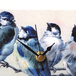 Blue Birds Desk Clock - Vintage Reproduction Art, Square Wooden - thumbnail 3
