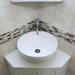 White Painted Bathroom Vanity Unit Corner Wash Stand Quartz & Ceramic Basin 501Bpwqcbc - thumbnail 3