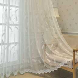 Custom Curtain Made To Measure Wheat Jacquard Voile Sheer - thumbnail 1