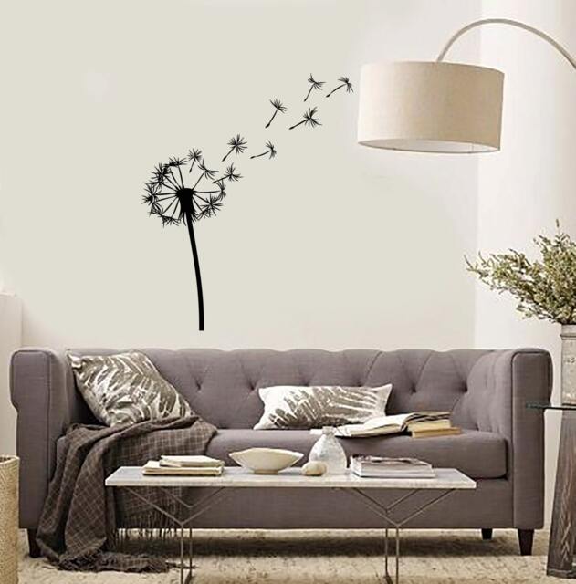 Wall Vinyl Decal Dandelions Flowers Blowing Seeds Puffball Flower Ornament Modern Home Decor - #1125Di - image 1