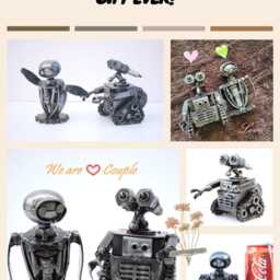 Wall-E Scrap Metal Sculpture, Handmade Recycled Steel Art, Unique Valentine Gift For Him - thumbnail 3