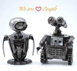 Wall-E Scrap Metal Sculpture, Handmade Recycled Steel Art, Unique Valentine Gift For Him - thumbnail 1