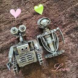 Wall-E Scrap Metal Sculpture, Handmade Recycled Steel Art, Unique Valentine Gift For Him - thumbnail 2