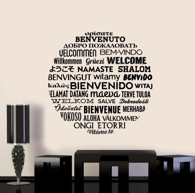 Welcome in Different Languages Wall Decal Hello Poster Office Sign Quote Vinyl Sticker Hallway Decor Art 8-80 - image 1